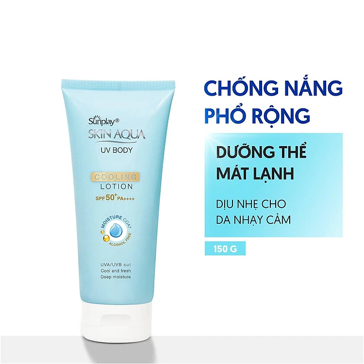 Kem chống nắng body Skin Aqua mát lạnh dùng hàng ngày Sunplay Skin Aqua UV Body Cooling Lotion SPF 50+ PA++++ 150g