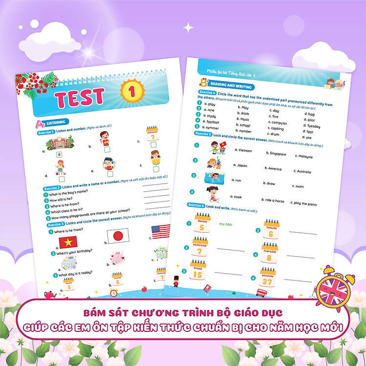 Phiếu Ôn Hè Tiếng Anh Lớp 4 - Ảnh 4