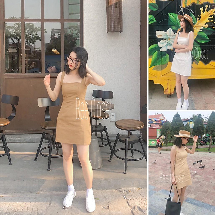 Váy 2 dây bản to, đầm 2 dây nhiều màu chất lượng