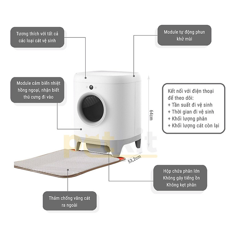 MÁY DỌN PHÂN Thú Cưng TỰ ĐỘNG - PETKIT PURA X BH 12T