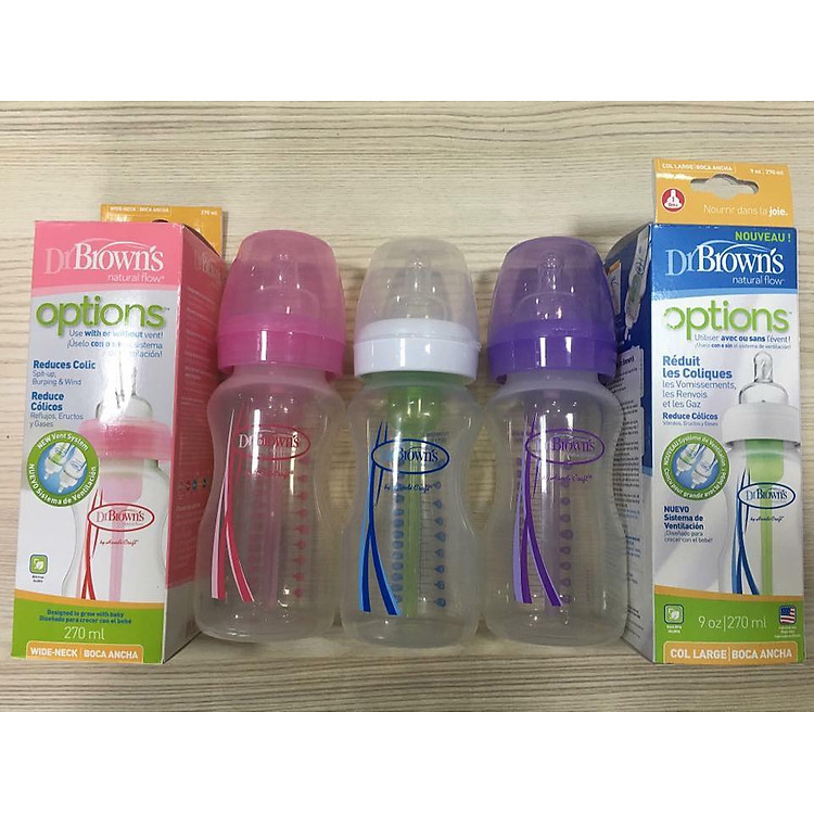 Bình sữa cổ rộng 270ml Dr.Brown's hồng Tiết kiệm - Hình ảnh 2
