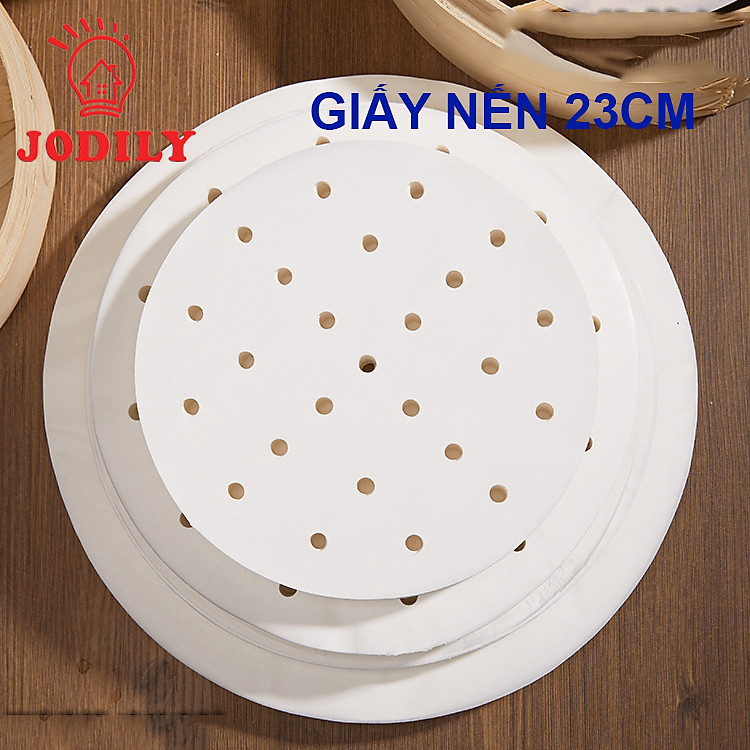 100 Tờ Giấy Nến Nồi Chiên 23cm Đục Lỗ Dùng Hấp Nướng Jodily - Thấm Dầu Mỡ - An Toàn Cho Sức Khỏe