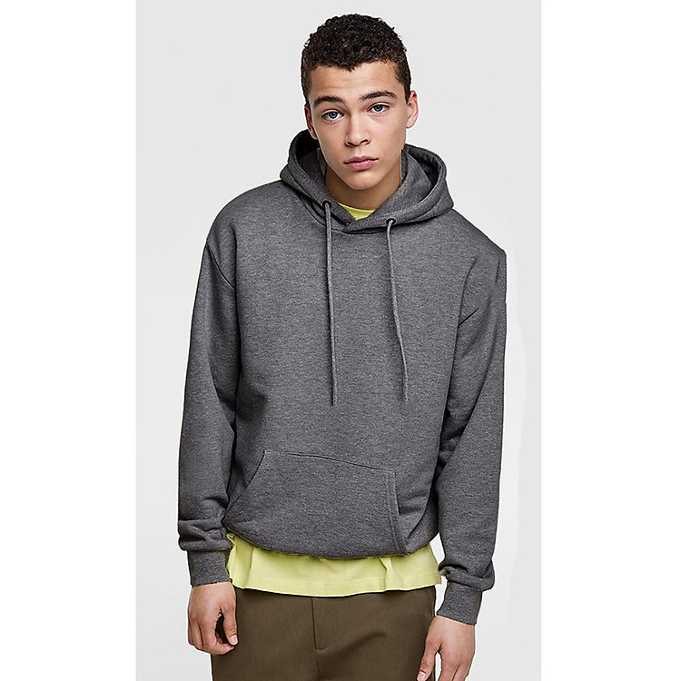 Hoodie Xám Tiêu Đậm Vải Nỉ Dầy