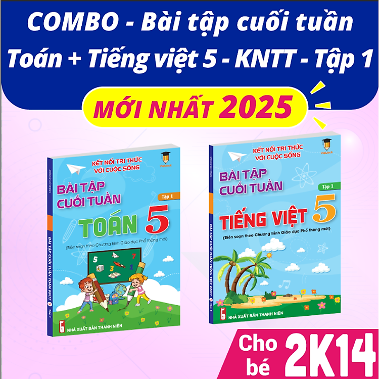 Sách - Combo Bài tập cuối tuần Toán và Tiếng Việt lớp 5 Kết nối tri thức Học kì 1 (2 cuốn) VietJack