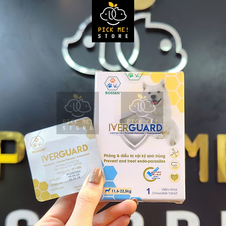 BOSSEN - IVERGUARD Xổ Giun Sán, Phòng Giun Tim, Giun Đũa, Giun Móc cho Chó (Giá 1 Viên)