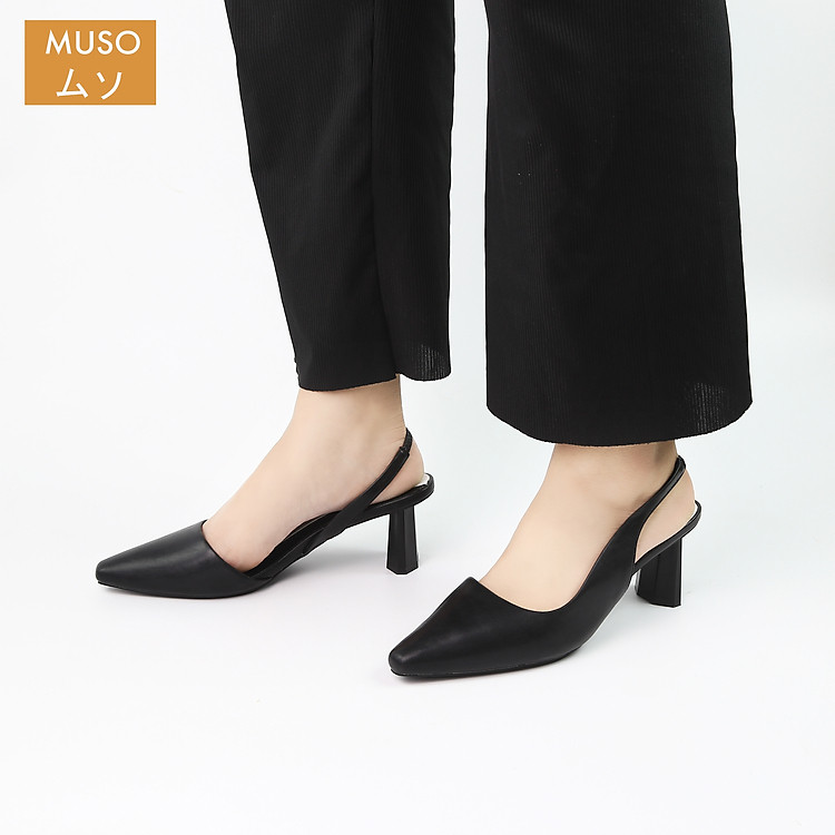 Giày Cao Gót Quai Mềm SlingbackGiày Cao Gót Quai Mềm Slingback Mũi Nhọn Gót Vuông 5cm Cho Nữ MUSO GCGMS008 - Hàng Chính Hãng