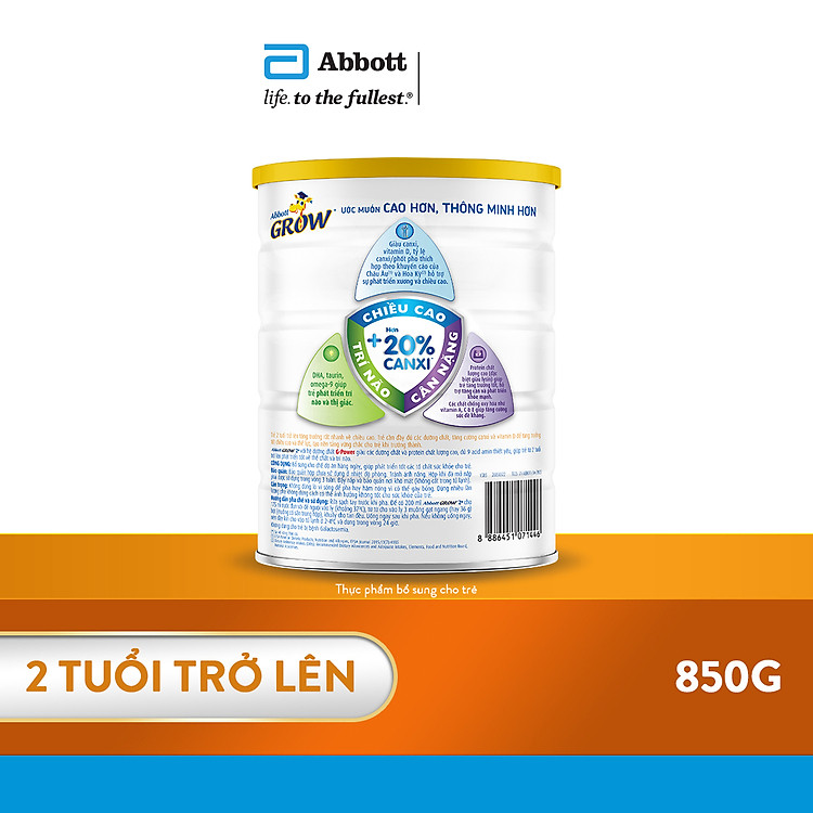 Sữa Abbott Grow 2+ 850g cho trẻ Đảm bảo Tiết kiệm - Hình ảnh 4