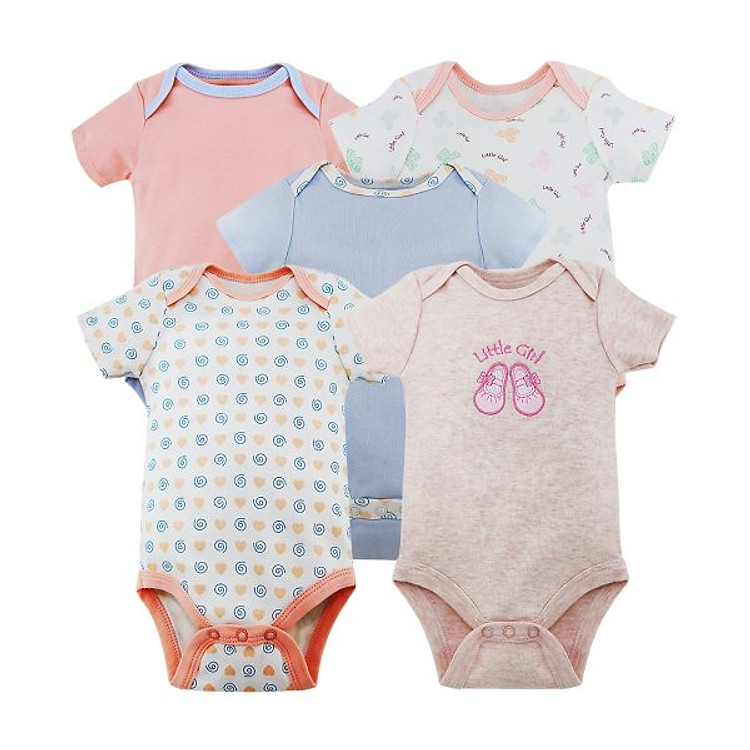 Set 5 bộ body tam giác cho bé gái 12 tháng
