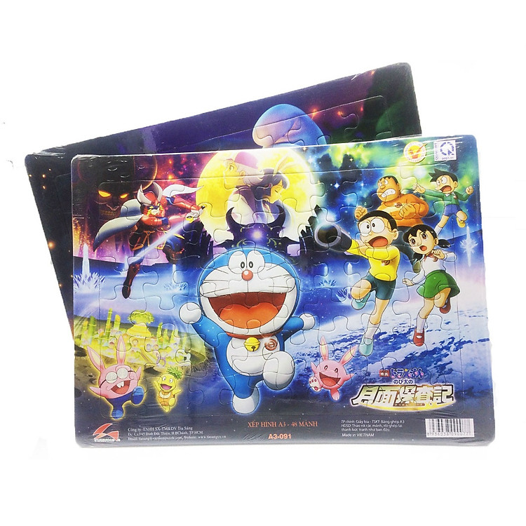Bộ xếp hình A3 48 mảnh Xì Trum - Doremon Chính hãng Giá rẻ - Hình ảnh 4