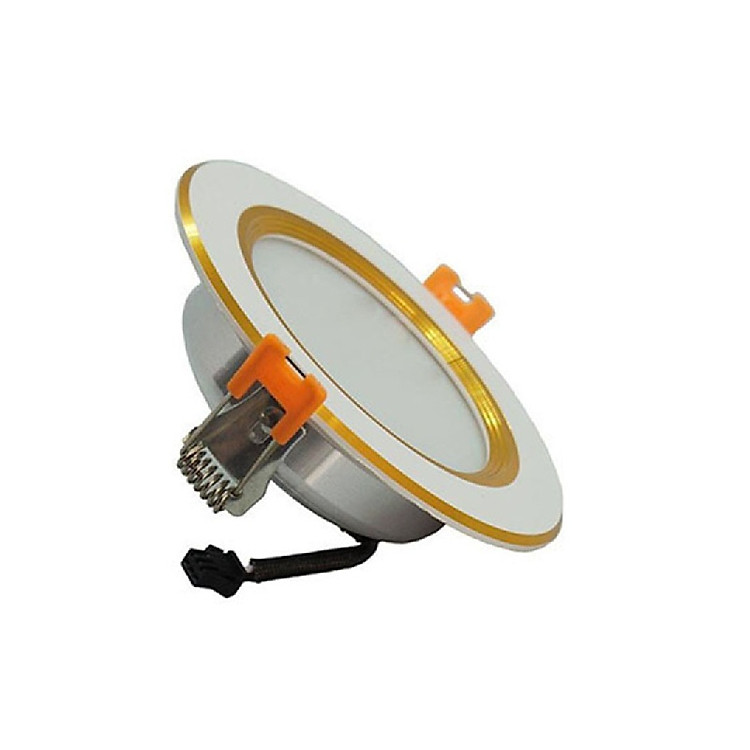 Đèn âm trần viền vàng đế mũ 3 màu 7W