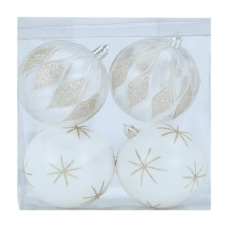 Bộ 4 Trái Châu Trang Trí Cây Thông Giáng Sinh Nhiều Màu