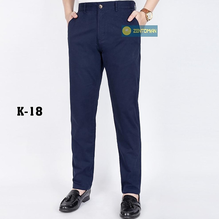 Quần kaki nam ZENTOMAN trung niên ống suông co giãn mềm mịn trơn cao cấp QKK18