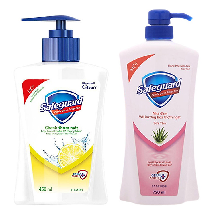 Combo Sữa Tắm Kháng Khuẩn Safeguard Hương Nha Đam (720ml) + Sữa Rửa Tay Kháng Khuẩn Safeguard Hand Soap Lemon (450ml)