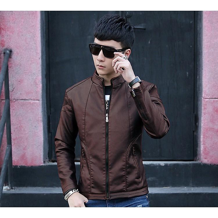 ÁO KHOÁC DA NAM LÓT LÔNG -NÂU