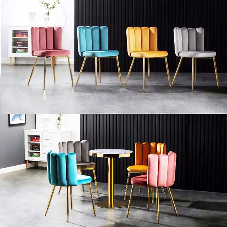 CC3006 B-F Ghế Trang điểm / Ghế ăn / Ghế tiếp khách nệm vải nhung chân mạ vàng gold sang trọng tại HCM Nội thất