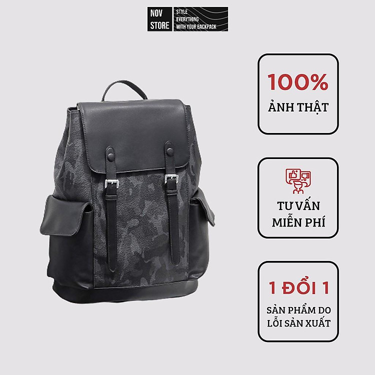 Balo da camo da PU cứng cáp đứng form, chống thấm nước và chống nhăn novstore - GREY CAMO