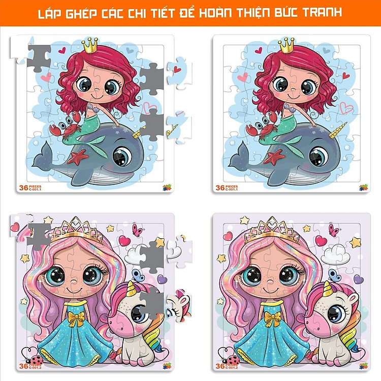 Mua Bộ 2 Tranh Xếp Hình 36 Mảnh Chính hãng Giá tốt - Hình ảnh 5