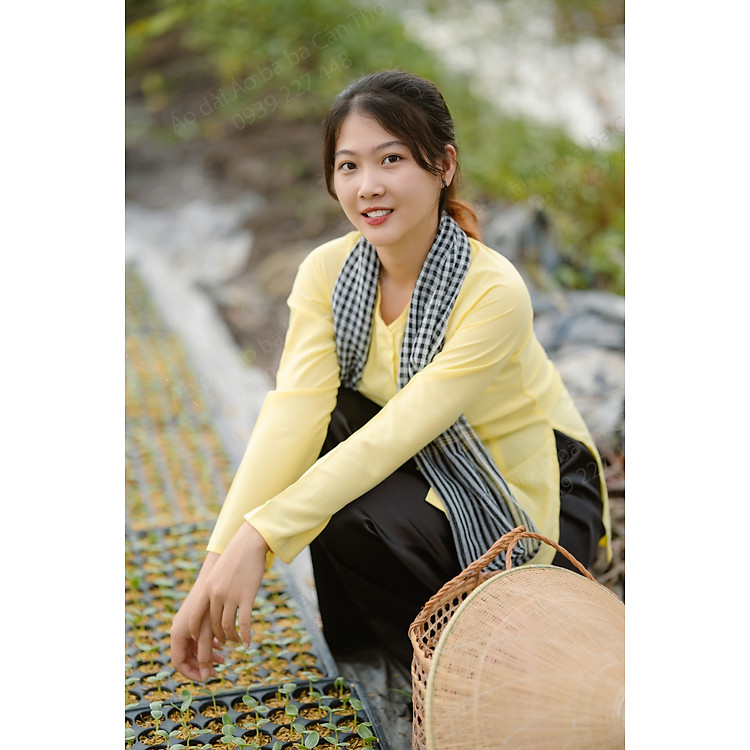 Bộ bà ba lụa vàng quần phi đen - Áo bà ba lụa lẻ nam bộ - Có bộ bà ba Bigsize- may sỉ bà ba toàn quốc - May bộ bà ba theo yêu cầu