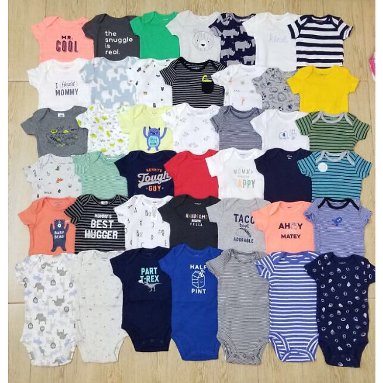 Đồ sơ sinh 6 chiếc, Bộ áo liền quần cho bé sơ sinh (4 cộc tay + 2 dài tay màu ngẫu nhiên)