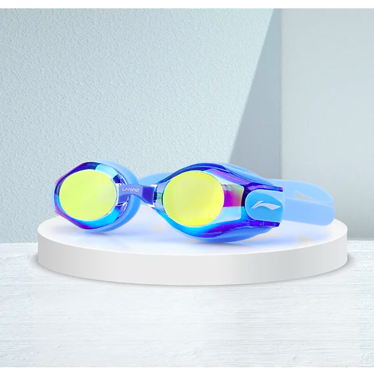 Kính bơi người lớn LI-NING tráng gương chống sương mù - Xanh dương - Hàng chính hãng