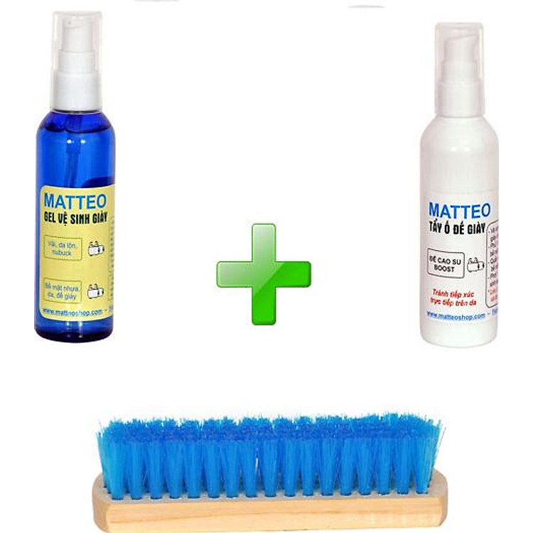 Combo Vệ Sinh Giày Matteo 100Ml + Tẩy Ố Đế Giày Và Bàn Chải Xanh Dương Đa Năng