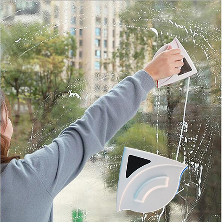 Miếng lau kính 2 mặt nam châm, dụng cụ lau kính nam châm cho nhà cao tầng