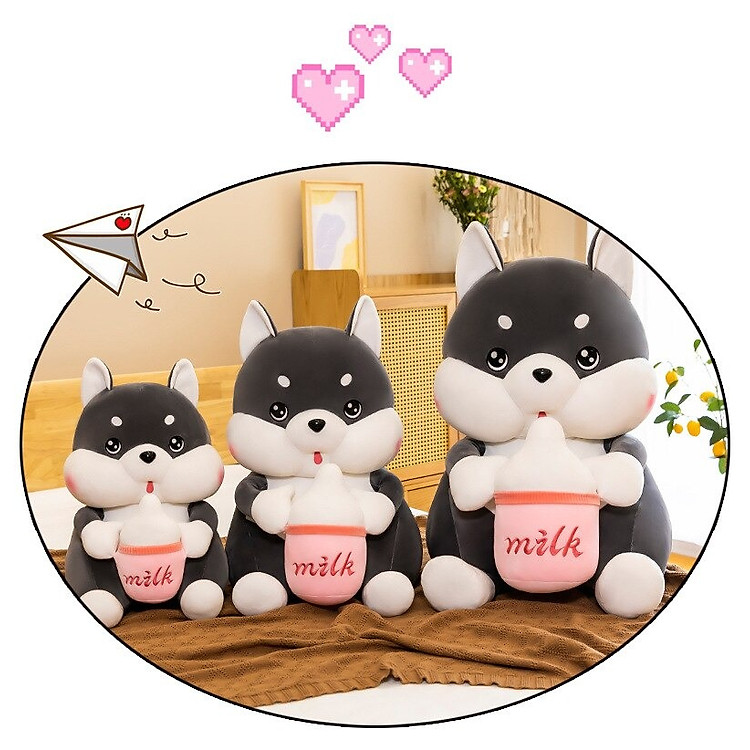 Mua tại Lazada: Gấu bông chó Husky ôm bình sữa Chính hãng Tiết kiệm