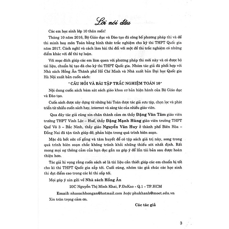 Câu Hỏi Và Bài Tập Trắc Nghiệm Toán 10 - Ảnh 2