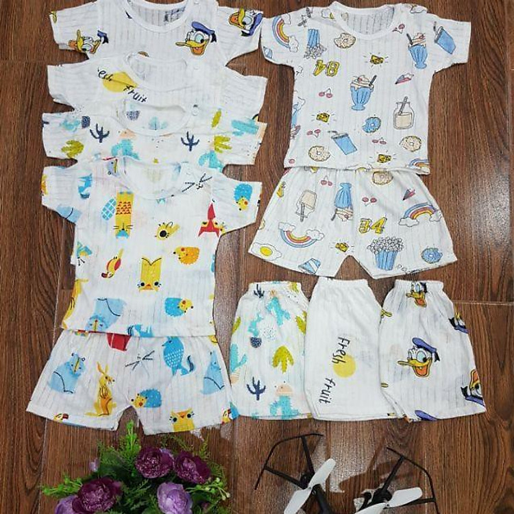 Combo 5 bộ Cotton Giấy Cho Bé Trai Và Bé Gái có họa tiết ngộ nghĩnh