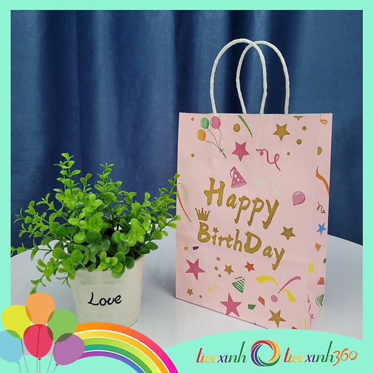 Túi Giấy Đựng Quà Tiệc Sinh Nhật (15 x 21 x 8 cm)