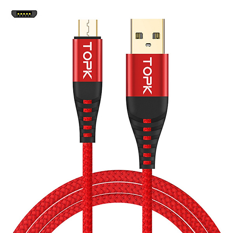 Dây cáp sạc nhanh chân micro usb TOPK AN42 - Hàng chính hãng