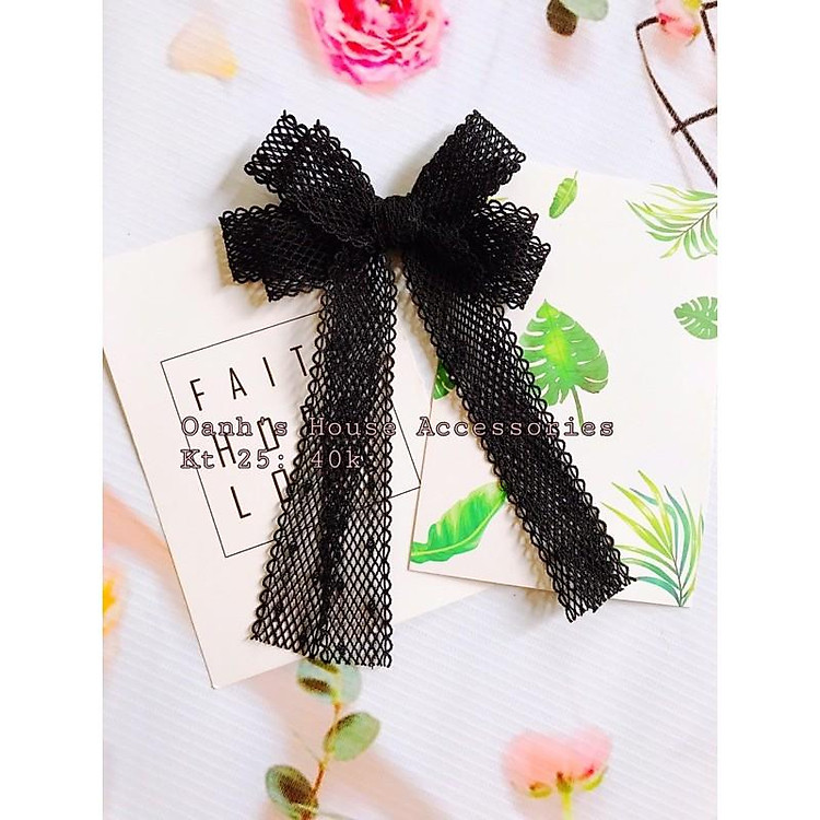 Kẹp nơ lưới điểm nụ 2 tầng