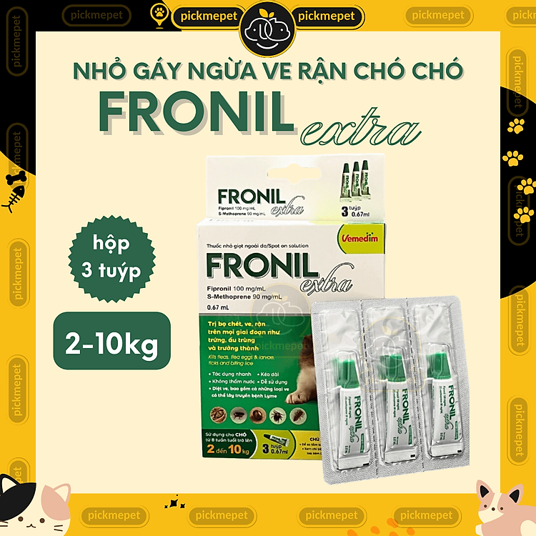 Fronil EXTRA mới - Nhỏ gáy ngừa ve rận, bọ chét cho chó Vemedim