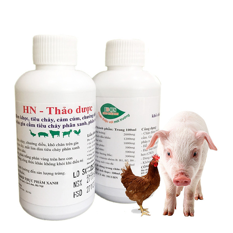 Combo 2 chai HN - THẢO DƯỢC hỗ trợ ĐIỀU TRỊ Hen, Khẹc, Tiêu chảy cho Chăn Nuôi