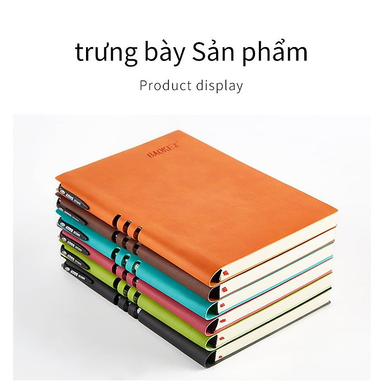 Sổ Tay Kinh Doanh Bìa Da PU BAOKE A5 (210 x 148 mm) – Đỏ Hồng