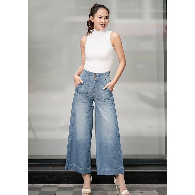 Quần Jeans Ống Rộng Túi Đắp Ngoài VDW0032