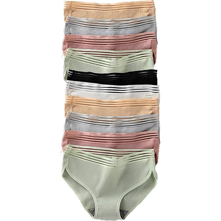 Combo 10 Quần lót nữ gân tăm Viền Chéo - ZQG02 (Giao màu ngẫu nhiên)