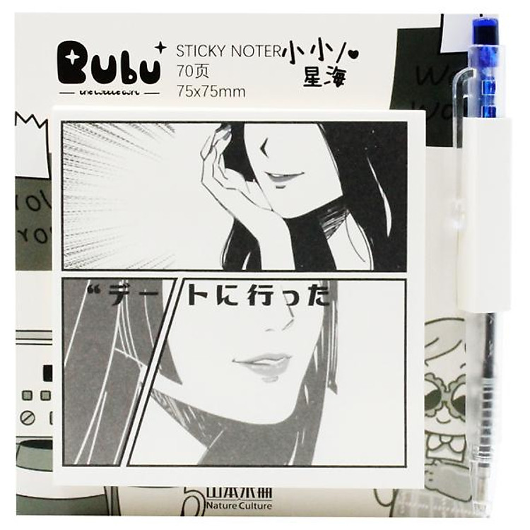 Giấy Note Hình Kèm Bút 75 x 75 mm Bu Bu BLTP-0341 (70 tờ)