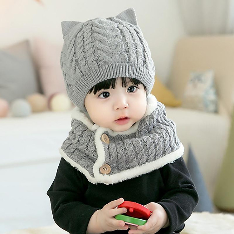 Mùa Đông Mới Mũ Và Khăn Len Mùa Đông Cho Bé Mũ Cho Bé Mũ Ấm Áp Và Snood Cho Bé Gái Bé Trai Nón Trẻ Em Khăn bộ Phụ Kiện