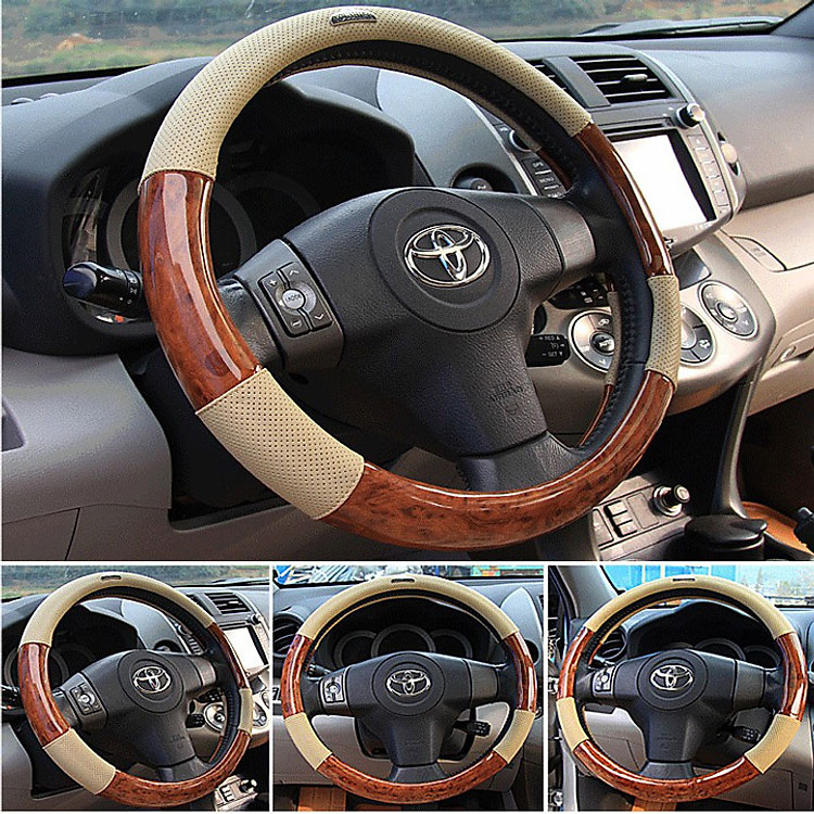 Bọc Vô Lăng Vân Gỗ Da PU Cao Cấp I003 (1 Chiếc Màu Be)