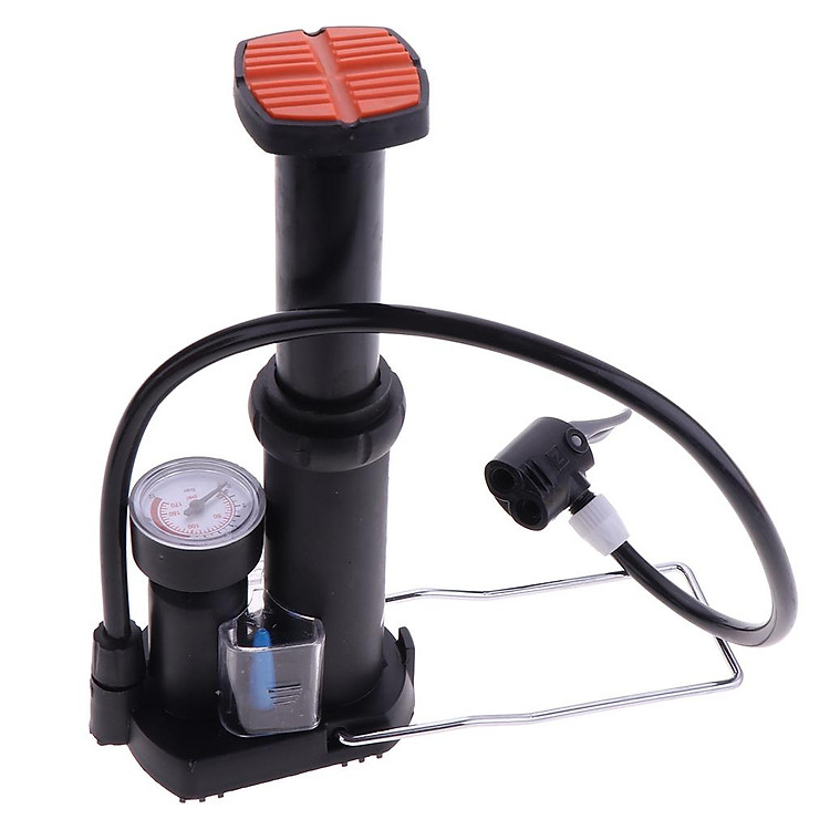 Air Pumper Foot Activated Floor Pump With Gauge Mini Portable Bike Bicycle