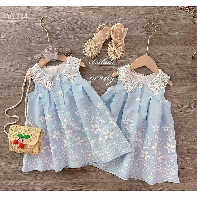 Váy bé gái sóng xanh