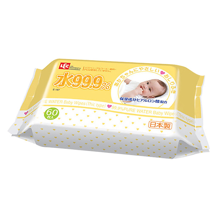 Khăn Giấy Ướt Nước Tinh Khiết 99.9% Loại Dày LEC E-167 (60 Tờ)