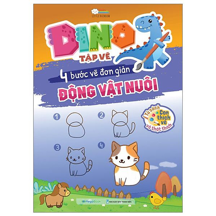 Dino Tập Vẽ – 4 Bước Vẽ Đơn Giản – Động Vật Nuôi