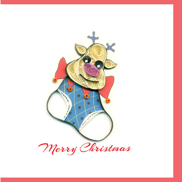 Thiệp Nghệ Thuật Giấy Xoắn - Tuần Lộc Bé Nhỏ - Little Reindeer - Christmas - Việt Net - 20x20