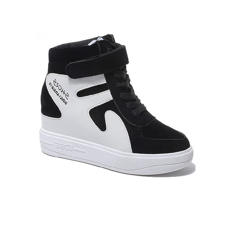 Giày thể thao nữ cổ cao độn đế năng động màu đen GTT2401