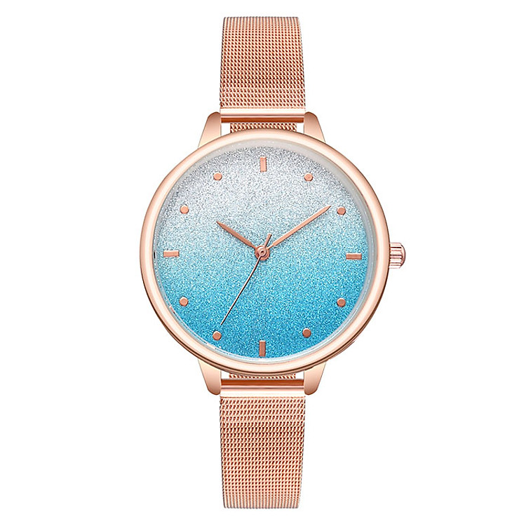 Đồng hồ nữ phiên bản Hàn Quốc, dây lưới mạ vàng sang trọng, Tặng kèm vòng tay - Hàng nhập khẩu