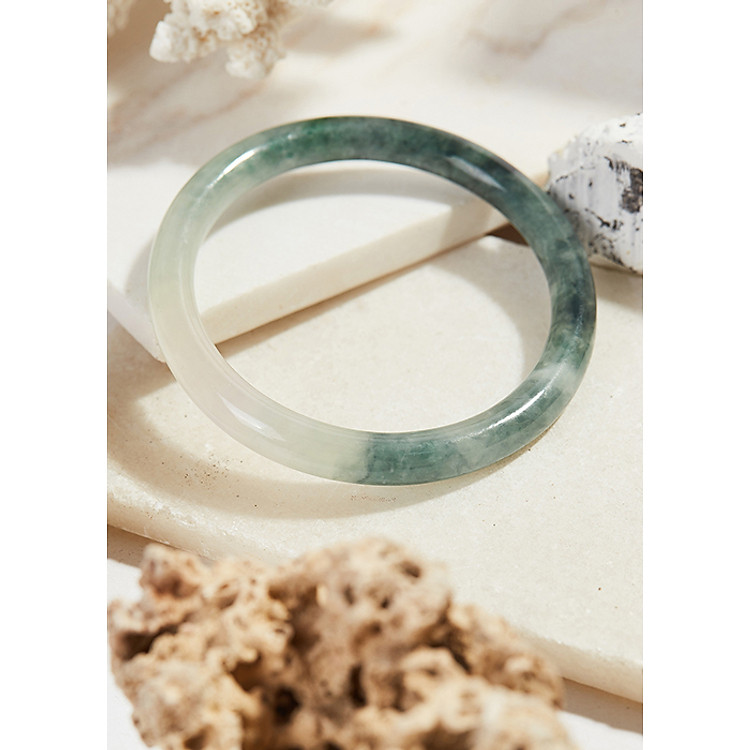 Vòng tay đá cẩm thạch xanh lý bản tròn mệnh mộc hỏa - Ngọc Qúy Gemstones