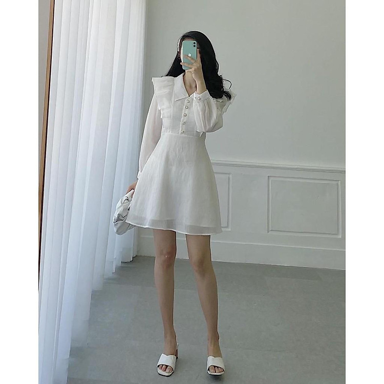 Đầm voan sơ mi