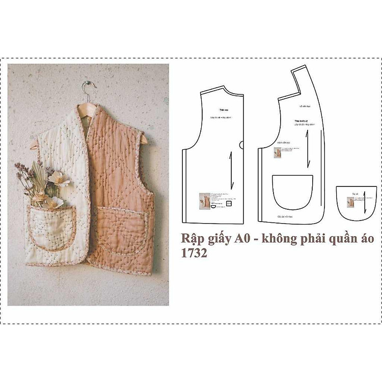 Rập giấy A0 – áo chần bông ghi lê mã 1732